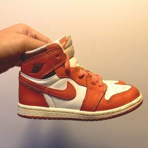 Jordan 1.  Kids Orange and White Sneakers -10c